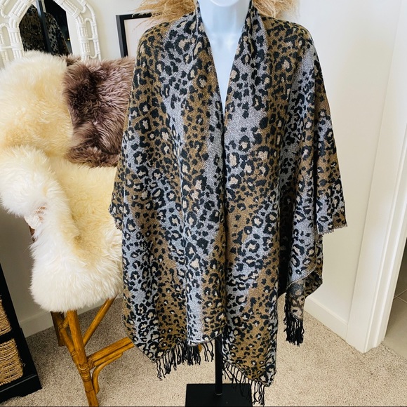 Animal Print Versatile Wear Poncho Cape Cloak O/S - Picture 11 of 13